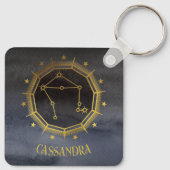 Dark Zodiac Astrology: Libra Black Gold Naam Sleutelhanger (Achterkant)