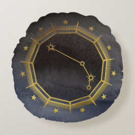 Dark Zodiac Astrology: Ram Zwart en Goud Rond Kussen