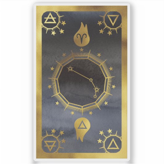 Dark Zodiac Astrology: Ram Zwart en Goud Sticker (Voorkant)