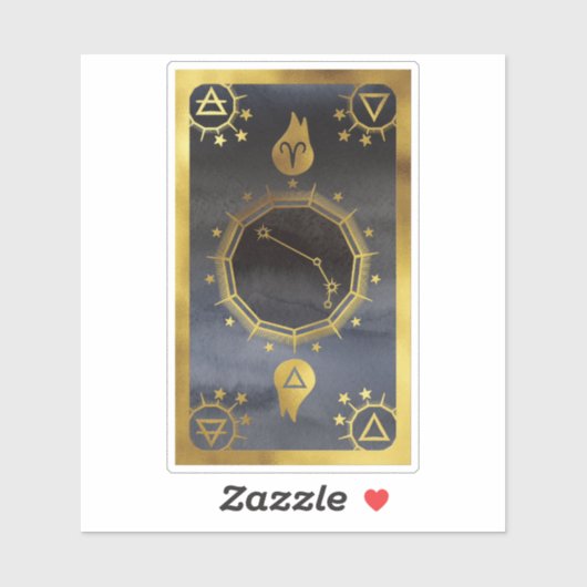 Dark Zodiac Astrology: Ram Zwart en Goud Sticker (Vel)