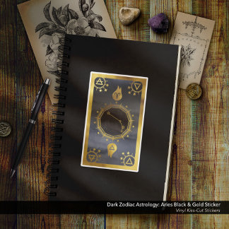 Dark Zodiac Astrology: Ram Zwart en Goud Sticker