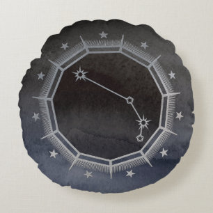 Dark Zodiac Astrology: Ram Zwart & Zilver Rond Kussen