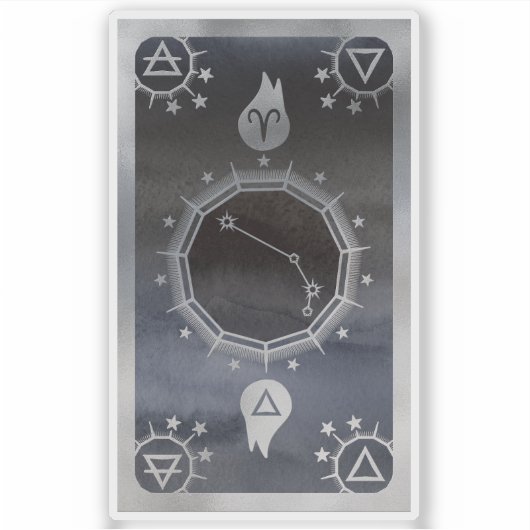Dark Zodiac Astrology: Ram Zwart & Zilver Sticker (Voorkant)