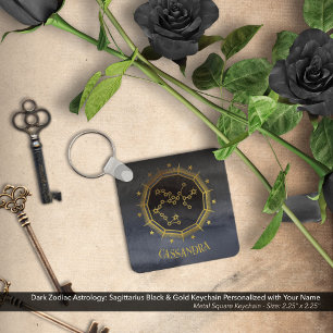 Dark Zodiac Astrology: Sagittarius Black Gold Naam Sleutelhanger