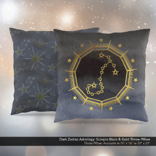 Dark Zodiac Astrology: Schorpioen zwart en goud Kussen