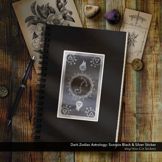Dark Zodiac Astrology: Schorpioen Zwart & Zilver Sticker