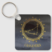 Dark Zodiac Astrology: Steenbok Black Gold Naam Sleutelhanger (Voorkant)