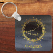 Dark Zodiac Astrology: Steenbok Black Gold Naam Sleutelhanger (Voorkant)