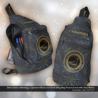 Dark Zodiac Astrology: Steenbok Black Gold Naam Sling Bag