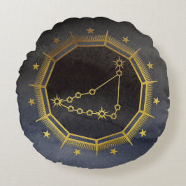 Dark Zodiac Astrology: Steenbok Zwart & Goud Rond Kussen