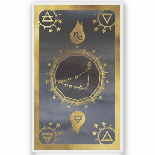 Dark Zodiac Astrology: Steenbok Zwart & Goud Sticker (Voorkant)