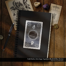 Dark Zodiac Astrology: Steenbok Zwart & Zilver Sticker