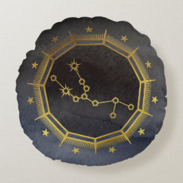 Dark Zodiac Astrology: Taurus Black & Gold Rond Kussen