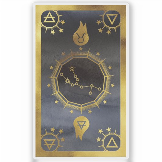 Dark Zodiac Astrology: Taurus Black & Gold Sticker (Voorkant)