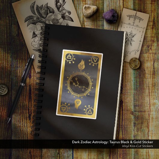 Dark Zodiac Astrology: Taurus Black & Gold Sticker