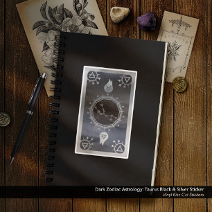 Dark Zodiac Astrology: Taurus Zwart & Zilver Sticker