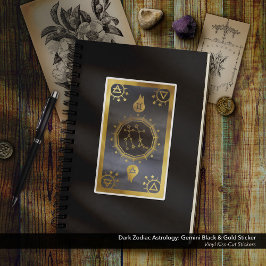 Dark Zodiac Astrology: Tweelingen zwart en goud Sticker