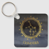 Dark Zodiac Astrology: Virgo Black Gold Naam Sleutelhanger (Voorkant)