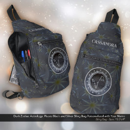 Dark Zodiac Astrology: Vissen Zilver Gouden Naam Sling Bag