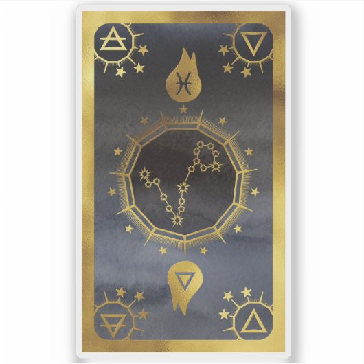 Dark Zodiac Astrology: Vissen zwart en goud Sticker (Voorkant)