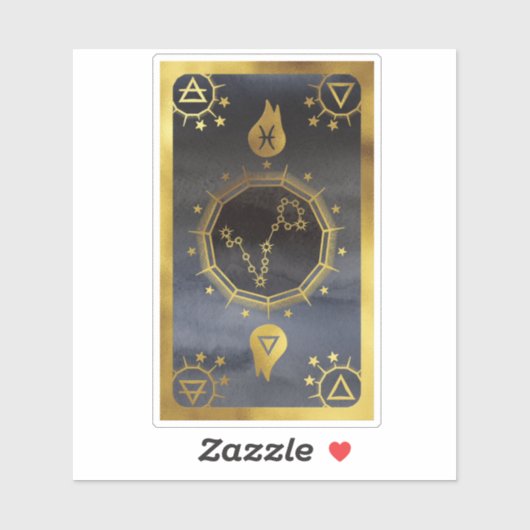 Dark Zodiac Astrology: Vissen zwart en goud Sticker (Vel)