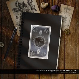 Dark Zodiac Astrology: Vissen Zwart & Zilver Sticker