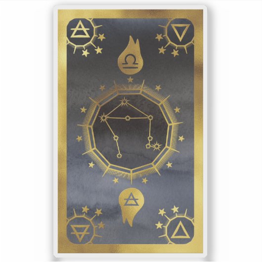Dark Zodiac Astrology: Weegschaal Zwart & Goud Sticker (Voorkant)