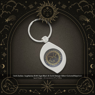 Dark Zodiac: Sagittarius Birth Sign Black & Gold Sleutelhanger