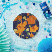 DARKBLAUW EN ORANJE STROMEN PAPIEREN BORDJE (Feest)