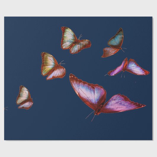 DARKBLAUW VOOR Wrappen MET PINKBUTTERFLIES Cadeaupapier (Vlak)