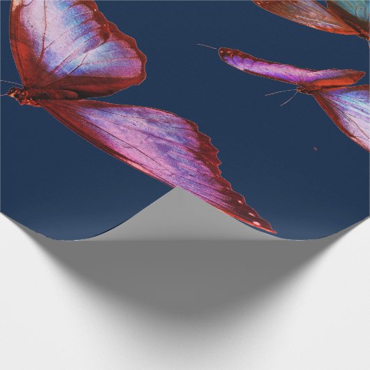 DARKBLAUW VOOR Wrappen MET PINKBUTTERFLIES Cadeaupapier (Hoek)