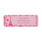 Darker Pink Raspberry Damask Eiffeltoren Etiket (Voorkant)