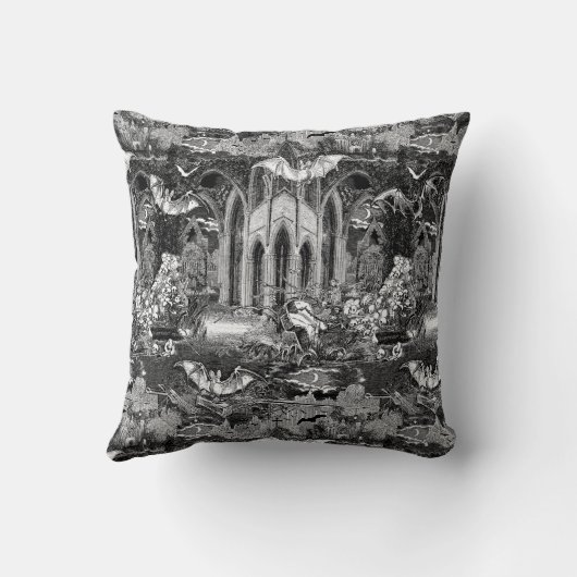 Darkest Gothic Vampires Crypt Graves Bats Gothic B Kussen (Achterkant)