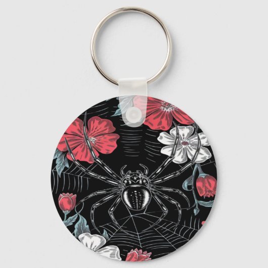 Darkly Romantic Spider Floral Sleutelhanger (Voorkant)
