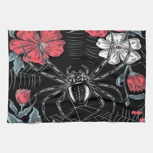 Darkly Romantic Spider Floral Theedoek (Horizontaal)