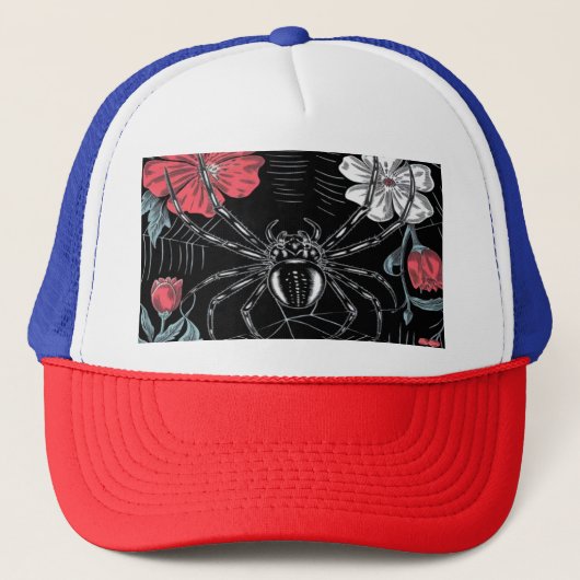 Darkly Romantic Spider Floral Trucker Pet (Voorkant)
