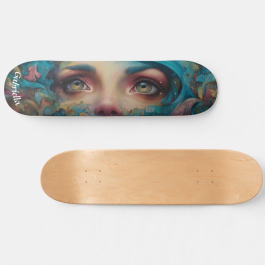 Darkly surreal mermaid face street art airbrush  persoonlijk skateboard (Horizontaal)
