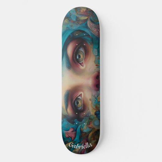 Darkly surreal mermaid face street art airbrush  persoonlijk skateboard (Voorkant)