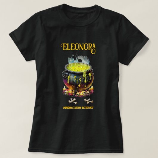 Darkness Taste Cauldron Green Potion Skull Botten T-shirt (Design voorkant)