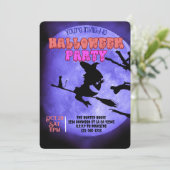 Darknight Halloween feest met schattige kat heks Kaart (Staand voorkant)