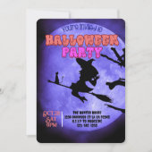 Darknight Halloween feest met schattige kat heks Kaart (Voorkant)