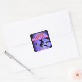 Darknight Halloween feest met schattige kat heks Vierkante Sticker (Envelop)