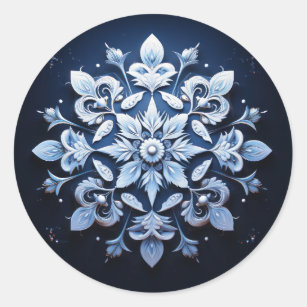 Darkworld sneeuwval kristal stilte ronde sticker