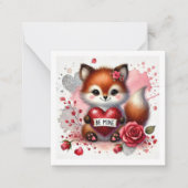 Darling Be Mine Girly Fox Classroom Valentine Notitiekaartje (Voorkant)
