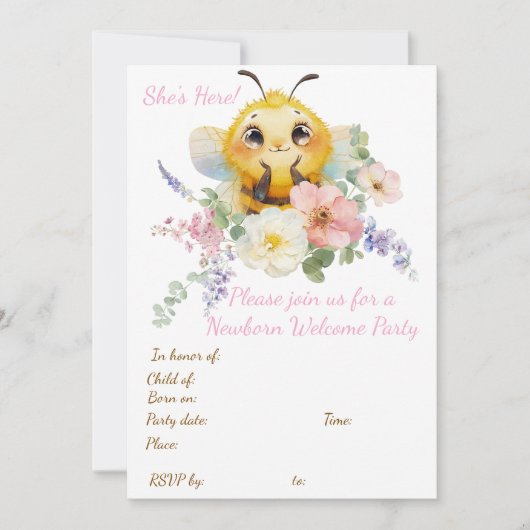 Darling Bee Invitation Kaart (Voorkant)
