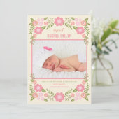Darling Blooms Birth Announding - Cream Aankondiging (Staand voorkant)