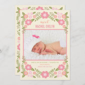 Darling Blooms Birth Announding - Cream Aankondiging (Voorkant / Achterkant)