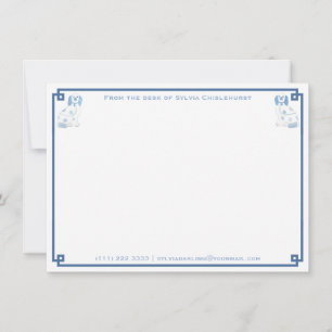 Darling Blue en White China Staffordshire Dogs Notitiekaartje