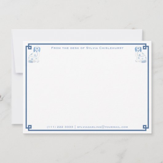 Darling Blue en White China Staffordshire Dogs Notitiekaartje (Voorkant)