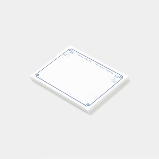 Darling Blue en White Staffordshire Spaniel Desk Post-it® Notes (Schuin)